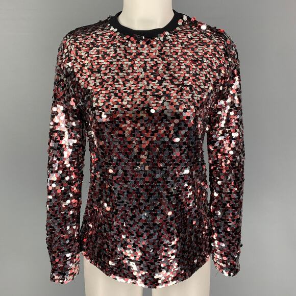 MCQ by ALEXANDER MCQUEEN Size 2 Pink Silver Polyamide Sequined Blouse